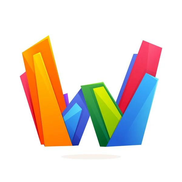 Letter W logo in low poly style. — Stock Vector