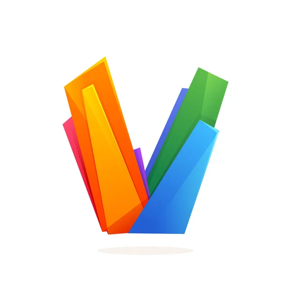 Letter V-logo in de stijl van de laag poly. — Stockvector