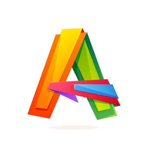 Letter A logo in low poly style. — Stock Vector