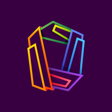 Renkli neon çizgilerle oluşturulan O Harfi logosu.
