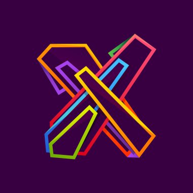 Renkli neon çizgilerle oluşturulan X harfi logosu.