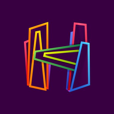 Renkli neon çizgilerden oluşan H harfi logosu.