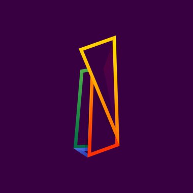 Renkli neon çizgilerle oluşturulan I. Mektup logosu.