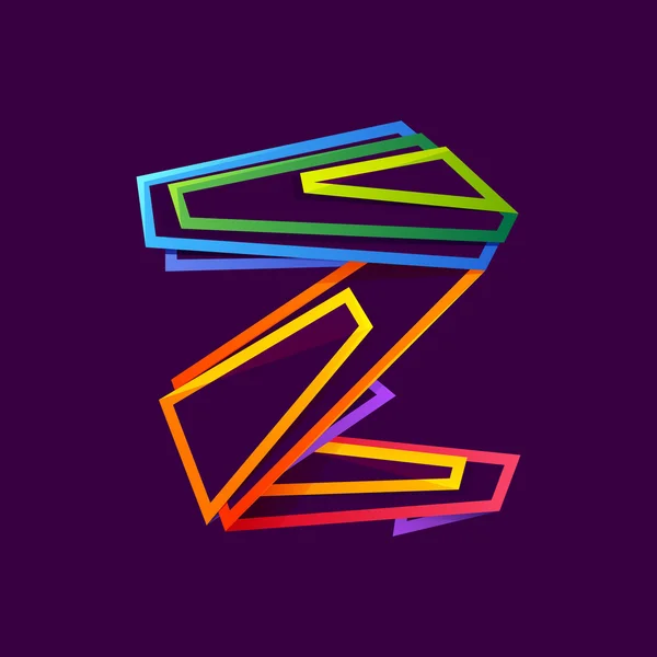 Buchstabe z Logo durch bunte Neon-Linien gebildet. — Stockvektor