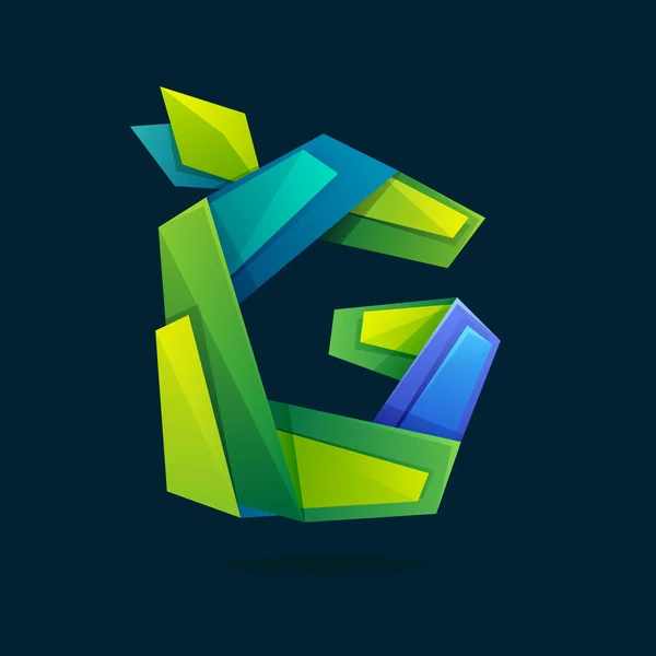 Litera G logo w stylu low poly z zielonych liści. — Wektor stockowy