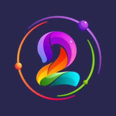 İki numaralı logosu atomları ile yörünge.