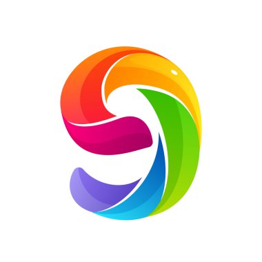 Renkli sarmal çizgiler tarafından kurulan 9 logosu.