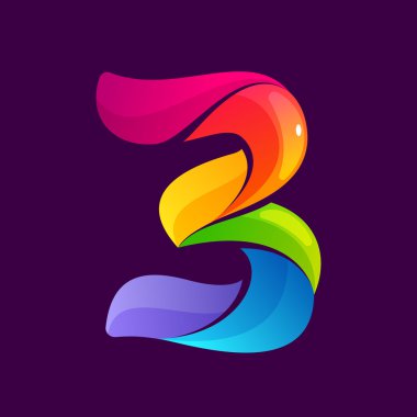 Renkli sarmal çizgiler tarafından kurulan üç numaralı logosu.