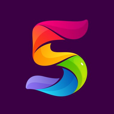 Renkli sarmal çizgiler tarafından kurulan beş numaralı logosu.