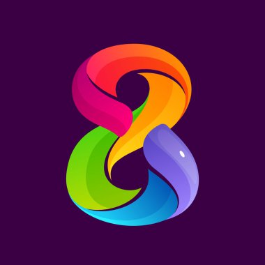 Sekiz numara logo tarafından renkli sarmal çizgiler oluşur.
