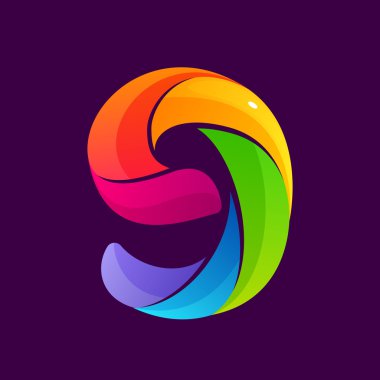 Renkli sarmal çizgiler tarafından kurulan 9 logosu.