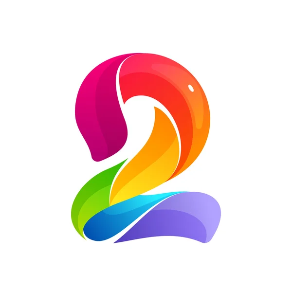 Logo numéro deux formé par des lignes torsadées colorées . — Image vectorielle