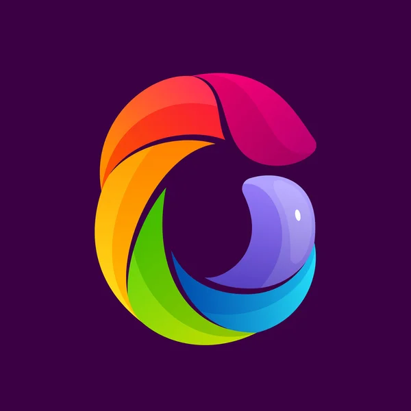 Cijfer nul logo gevormd door kleurrijke gedraaide lijnen. — Stockvector