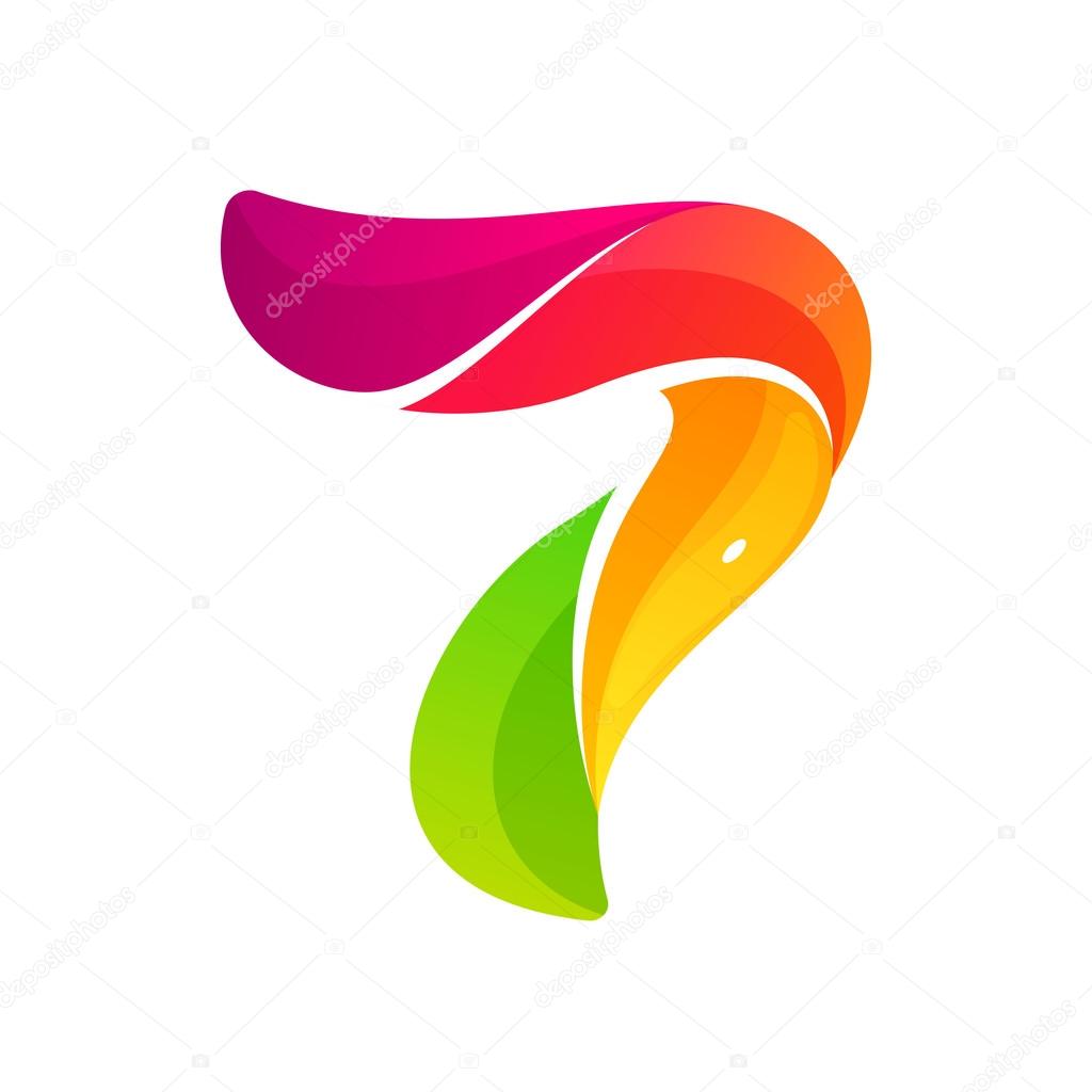 Number seven logo formed by colorful twisted lines. Stock Vector by  ©kaer_dstock 120103196