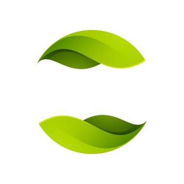 Yeşil yaprakları simgesi. Ekoloji küre logo.