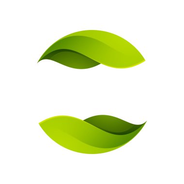 Green leaves icon. Ecology sphere logo. clipart