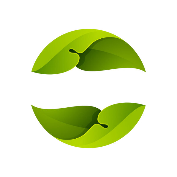 Значок зеленых листьев. Логотип экологической сферы
.