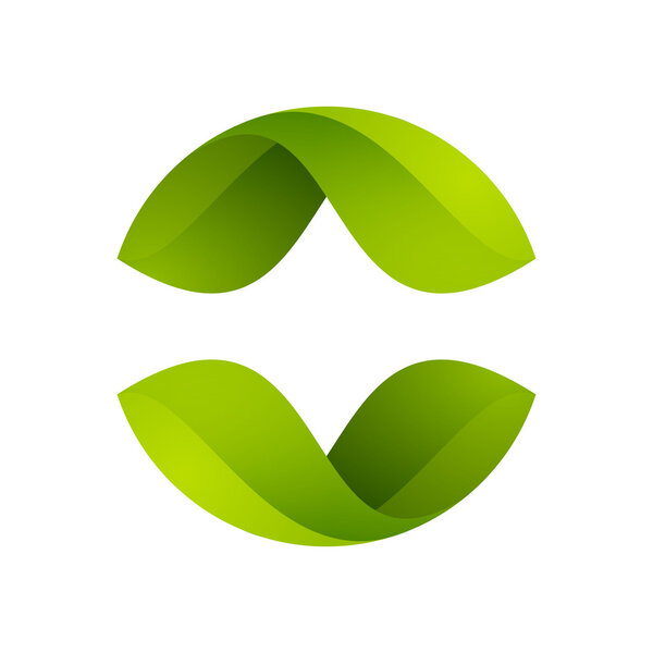 Green leaves icon. Ecology sphere logo.
