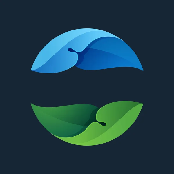 Icono de hojas verdes. Logotipo esfera ecológica . — Vector de stock