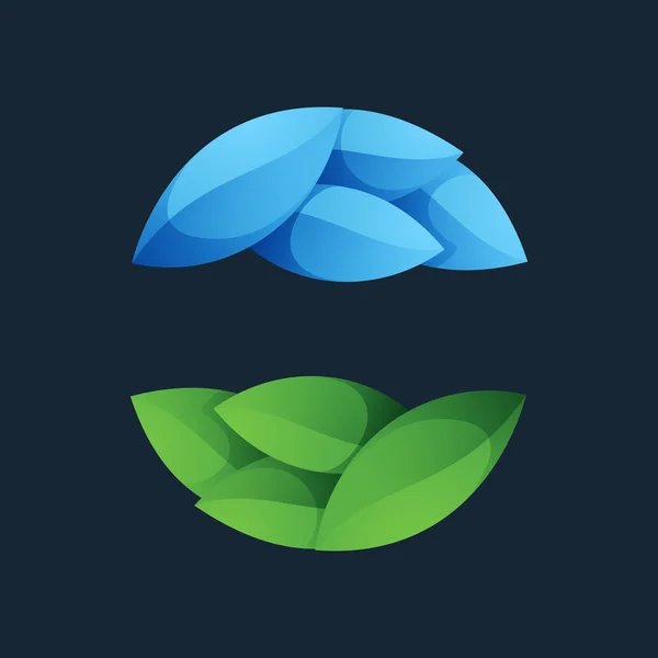 緑の葉のアイコン。生態学の球のロゴ. — ストックベクタ