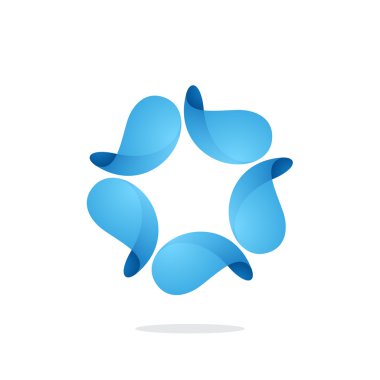 Bir girdap yıldız logo su damlaları.