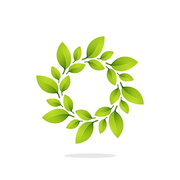Folhas verdes em um logotipo círculo redemoinho . —  Vetores de Stock