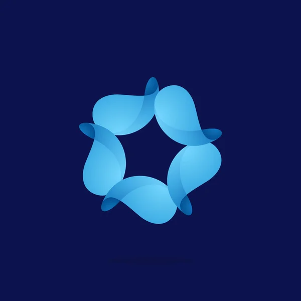 Water druppels in een werveling star-logo. — Stockvector