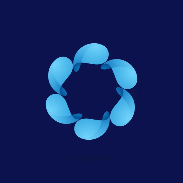 Gotas de agua en un logotipo de esfera giratoria . — Vector de stock