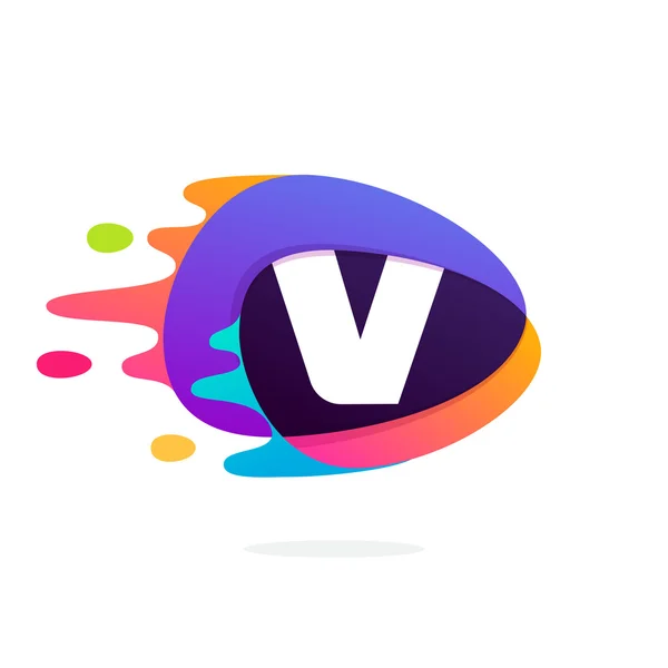 Lettre V logo en triangle icône d'intersection avec ligne de vitesse rapide — Image vectorielle