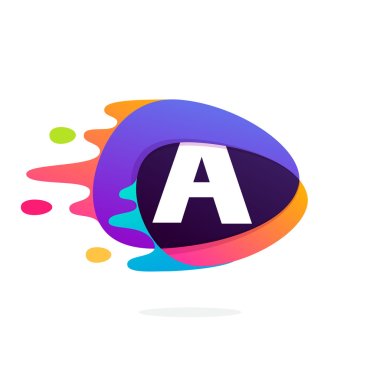 Letter A logo in triangle intersection icon with fast speed line