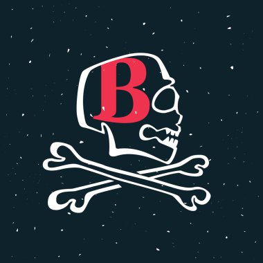 Vintage tarzı kafatası mektup B logo. 