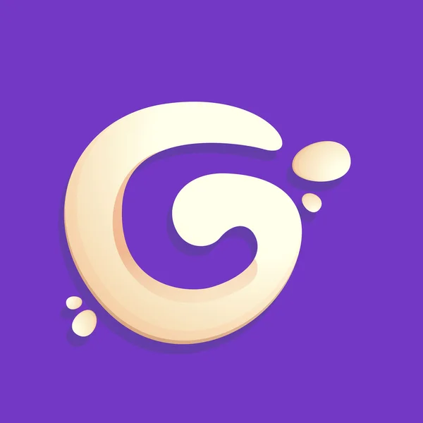 Letter C logo in milk, yogurt or cream splashes. — Stock Vector