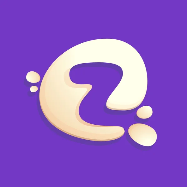 Logotipo de la letra Z en salpicaduras de leche, yogur o crema . — Vector de stock