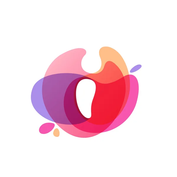 Логотип буквы I на цветном акварельном фоне . — стоковый вектор