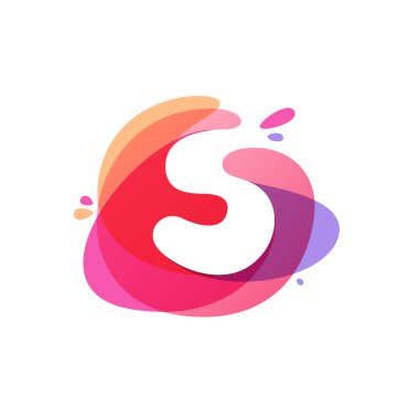 Renkli suluboya splash arka plan S harfi logosu. 