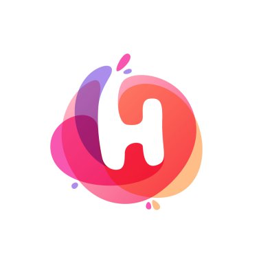 H harfi logo renkli suluboya splash arka plan. 
