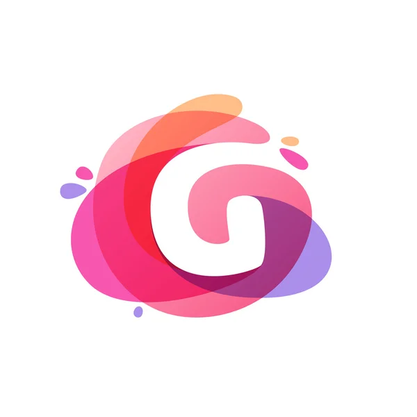 Γράμμα G λογότυπο στο πολύχρωμο ακουαρέλα splash υπόβαθρο. — Διανυσματικό Αρχείο