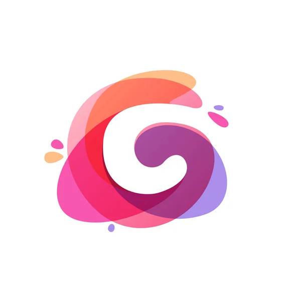 Bokstaven C logotyp på färgstark akvarell splash bakgrund. — Stock vektor