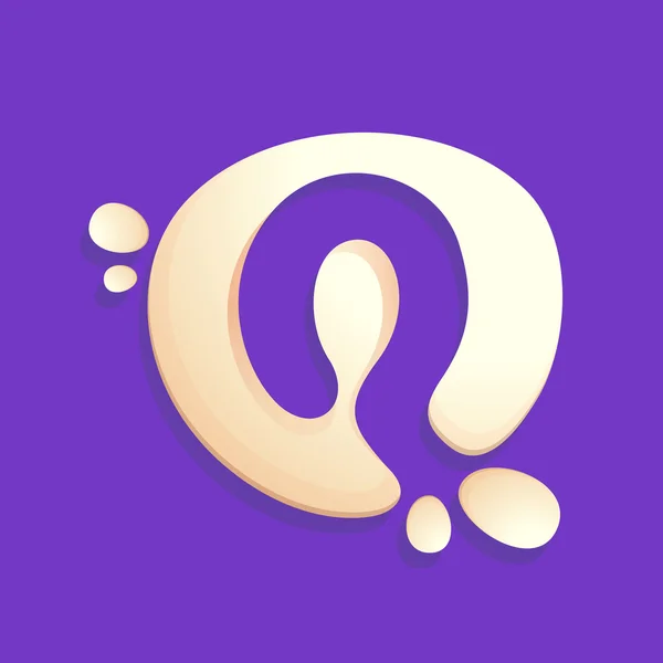 Γράμμα Q λογότυπο σε γάλα, γιαούρτι ή κρέμα πιτσιλιές. — Διανυσματικό Αρχείο
