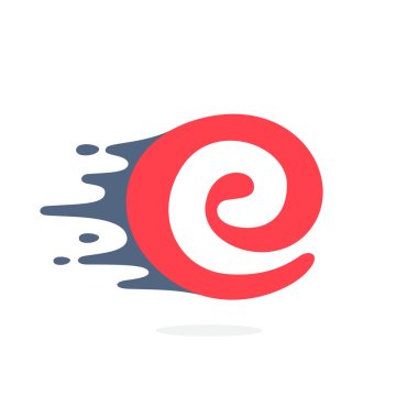 Letter E logo with fast speed water, fire, energy lines.