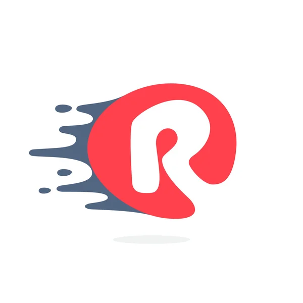 Letter R logo with fast speed water, fire, energy lines. — Stock Vector