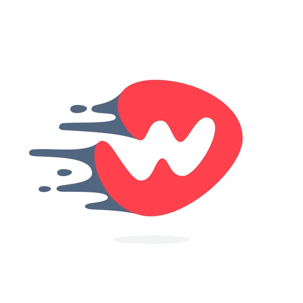 Logo dopisu W s rychlostmi vody, ohněm, energetickými linkami. — Stockový vektor