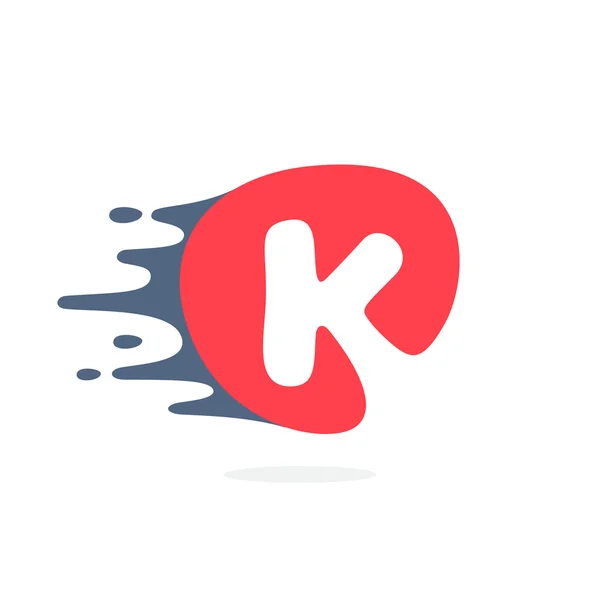 Letter K logo with fast speed water, fire, energy lines. — Stock Vector