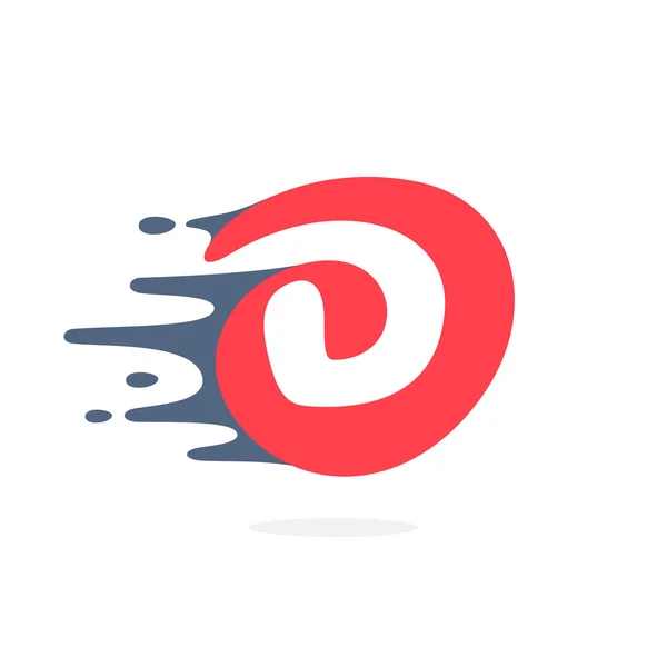 Letter D logo met snelle snelheid water, brand, energielijnen. — Stockvector