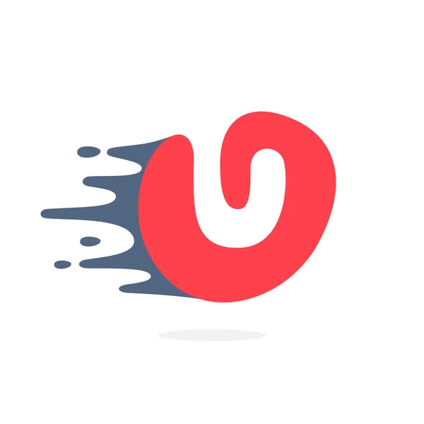 Letter U logo met snelle snelheid water, brand, energielijnen. — Stockvector