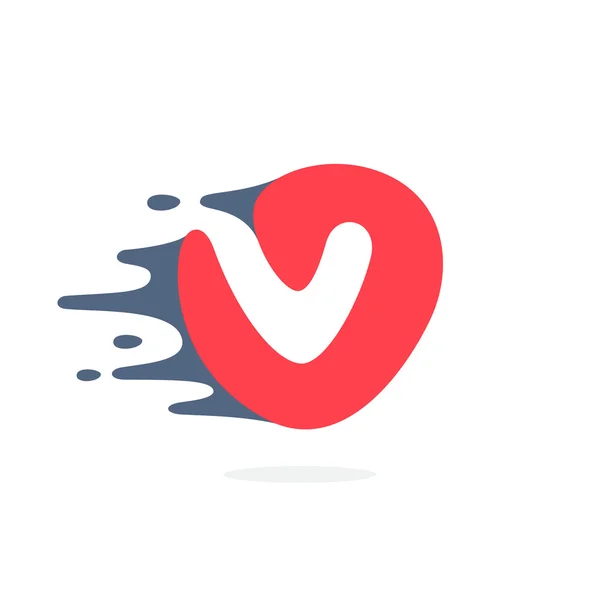 Letter V logo met snelle snelheid water, brand, energielijnen. — Stockvector