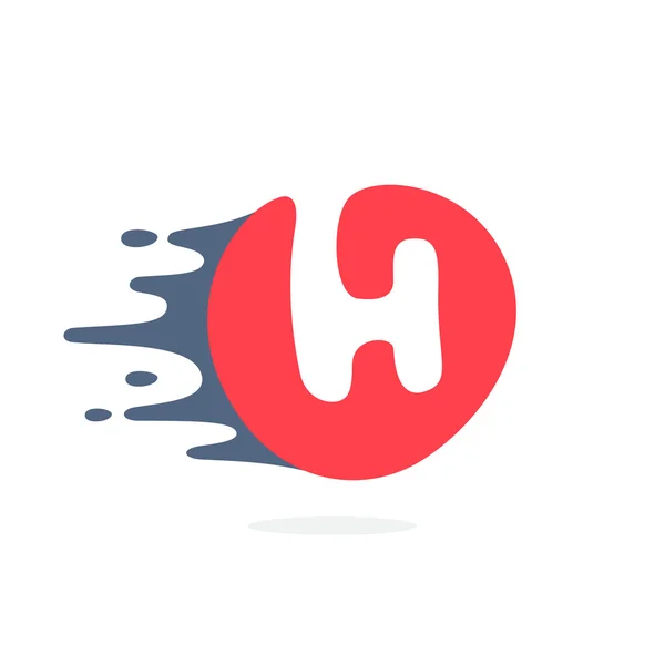 Letter H logo met snelle snelheid water, brand, energielijnen. — Stockvector