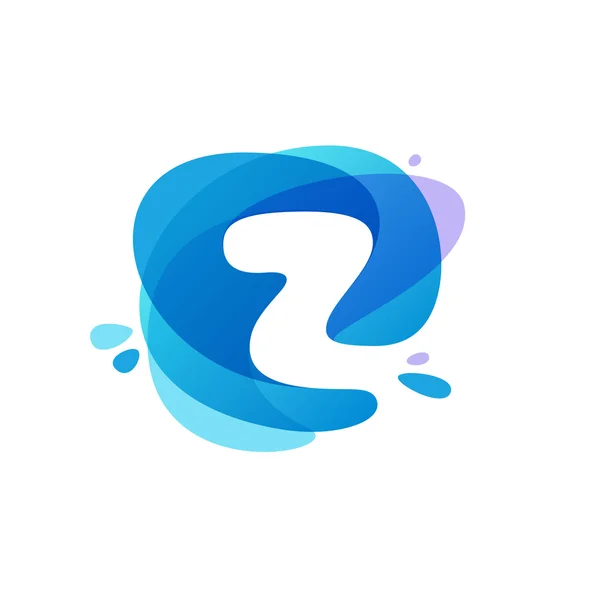 Letter Z logo at blue water splash background. — Stock Vector