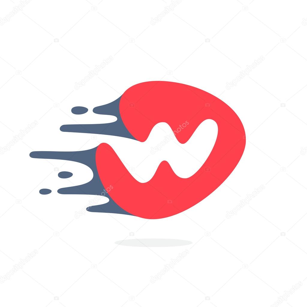 Letter W logo with fast speed water, fire, energy lines. Vector elements for sportswear, t-shirts, labels or posters.