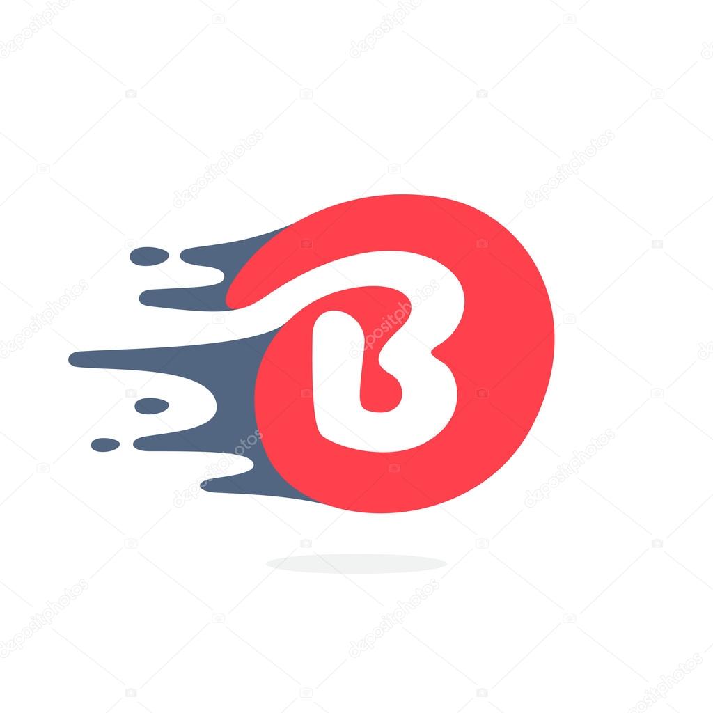 Letter B logo with fast speed water, fire, energy lines. Vector elements for sportswear, t-shirts, labels or posters.